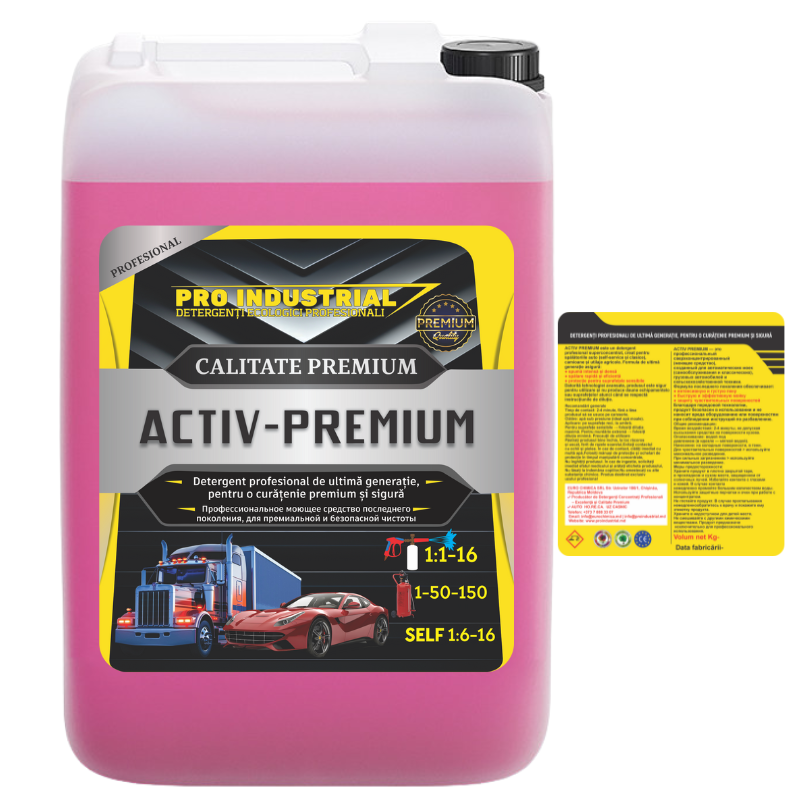 Chimie auto fără contact ACTIV PREMIUM – detergent profesional cu spumă activă pentru self service, camioane și spălătorii auto